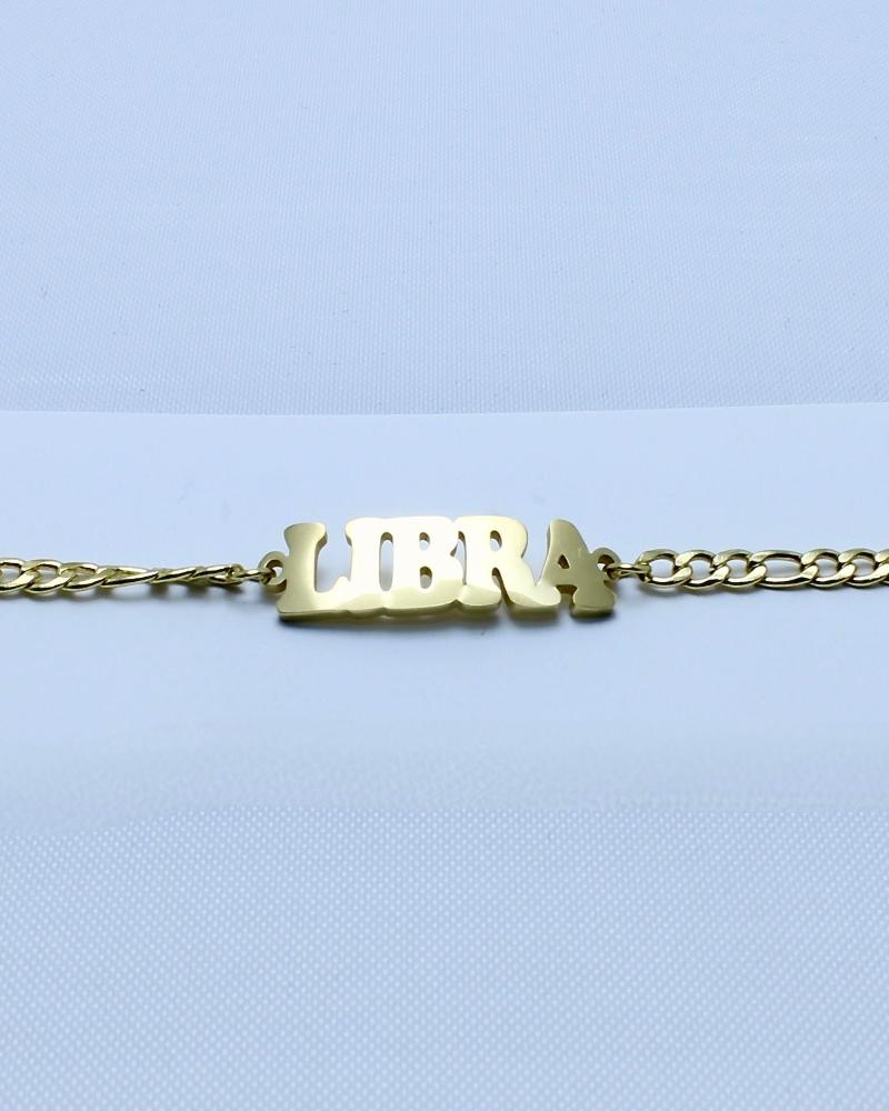 Stainless Steel Curb Chain Zodiac Bracelets for Women 18K Gold Plated