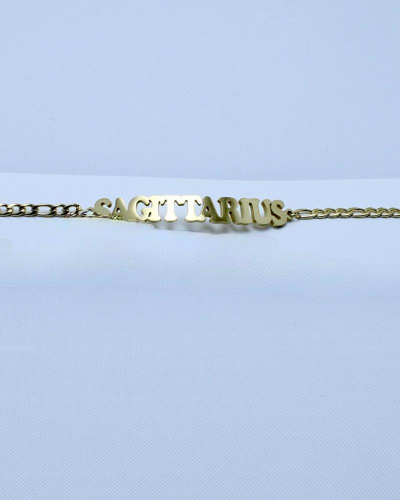 Stainless Steel Curb Chain Zodiac Bracelets for Women 18K Gold Plated