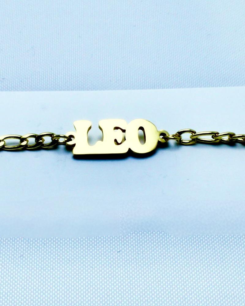 Stainless Steel Curb Chain Zodiac Bracelets for Women 18K Gold Plated