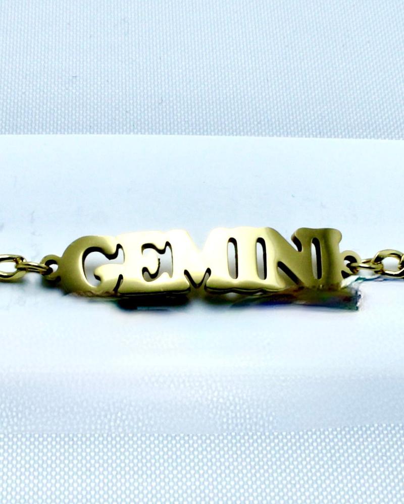 Stainless Steel Curb Chain Zodiac Bracelets for Women 18K Gold Plated