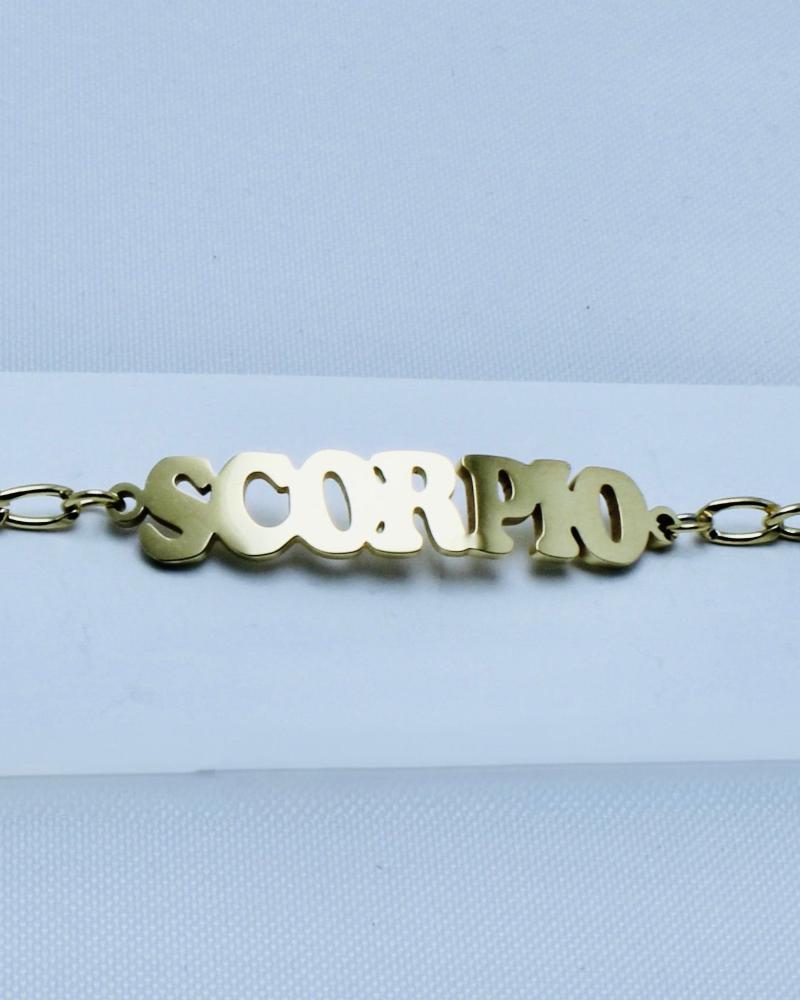 Stainless Steel Curb Chain Zodiac Bracelets for Women 18K Gold Plated