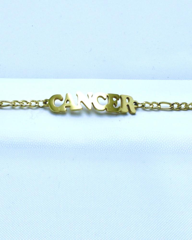 Stainless Steel Curb Chain Zodiac Bracelets for Women 18K Gold Plated